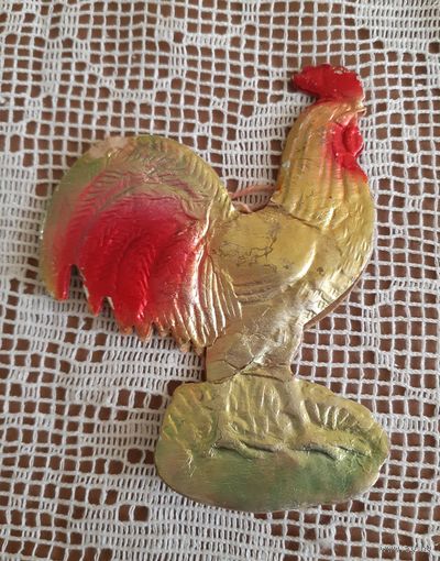 Игрушка ёлочная птица Петух, картон. СССР