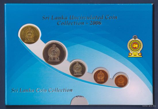 Шри Ланка, набор 6 монет 25, 50 центов, 1, 2, 5 рупий 2006 г, в оригинальном банковском буклете, UNC