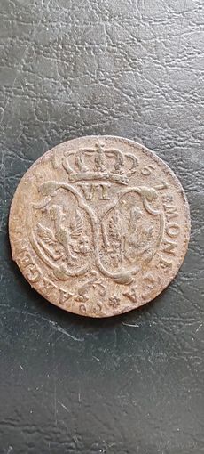 Шесть грошей 1757год.