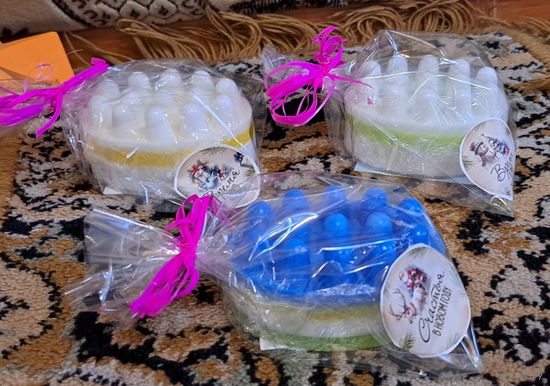 Сувенирное массажное мыло ручной работы, вес 125-140 грамм