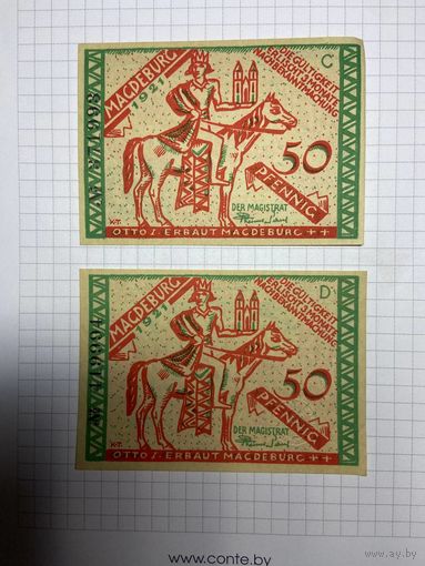 Нотгельды 50-50 пфеннигов (Германия Веймарская республика). -2612