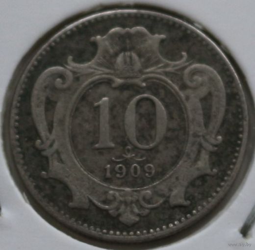 Австрия 10 геллеров 1909 год