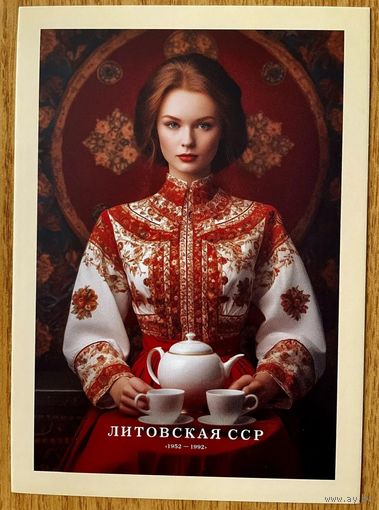 Открытка чистая 10х15 см. Иллюстратор Иван Михайлуц " Республики СССР "