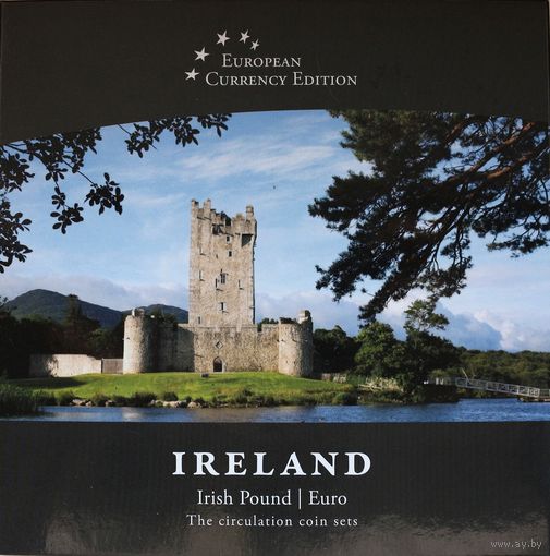 Набор монет "Ирландия: ирландский фунт и евро" (1, 50, 20, 10, 5, 2, 1 фунт)