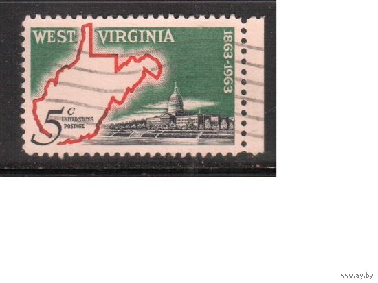 США-1963, (Мих.842) , гаш. , Штат Западная Вирджиния (одиночка)