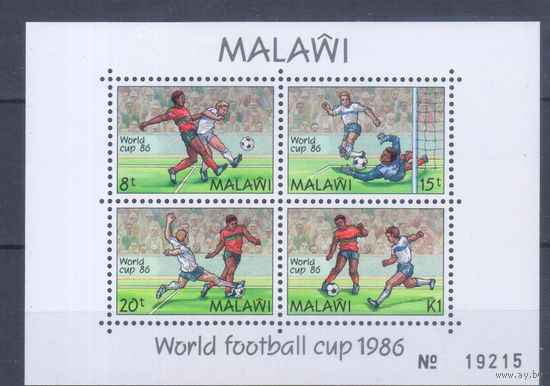 [2365] Малави 1986. Спорт.Футбол.Чемпионат мира. БЛОК MNH. Кат.14 е.