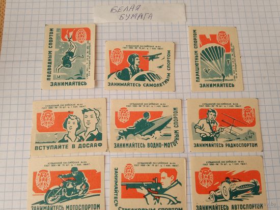 Спичечные этикетки ф.Бийск. ДОСААФ. 1964 год