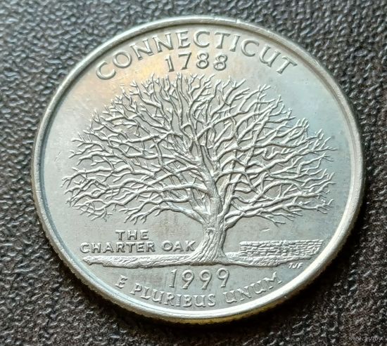 США 1/4 доллара, 1999 Квотер штата Коннектикут    D     ( 1-5-4 )