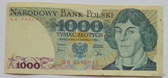 Польша 1000 Злотых 1982 Серия -GB-, XF, 407