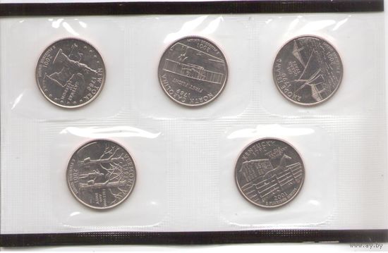 Набор 25 центов США 2001 г. серия Штаты и Территории двор D _состояние UNC