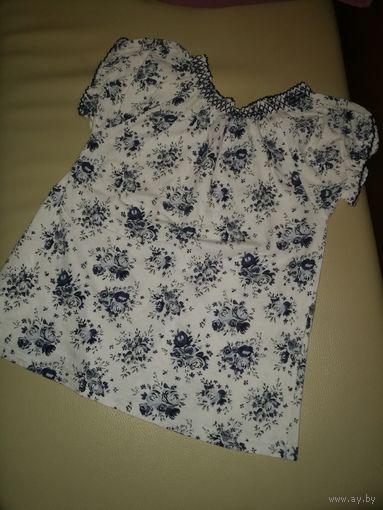 Блузка Туника H&M в синие розы, р.122/128