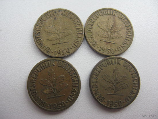 ФРГ   5 пфеннигов 1950  D. F. G. J.