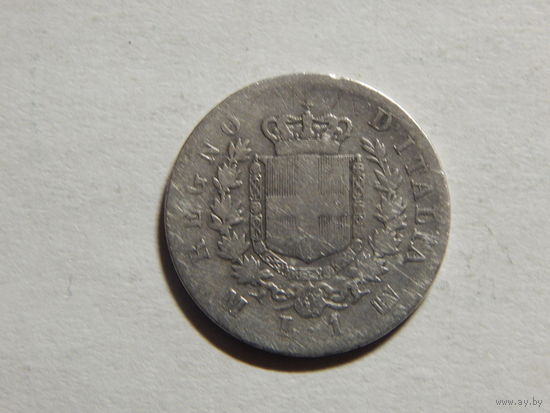Италия 1 лира 1863г