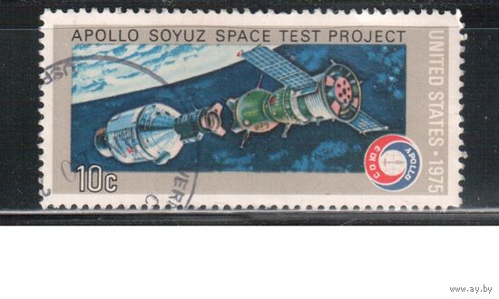 США-1975, (Мих.1180) , гаш. , Космос , "Союз-Аполлон"