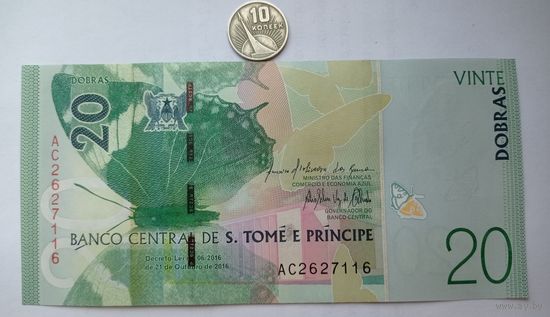 Werty71 Сан Томе и Принсипи 20 добра 2016 UNC банкнота