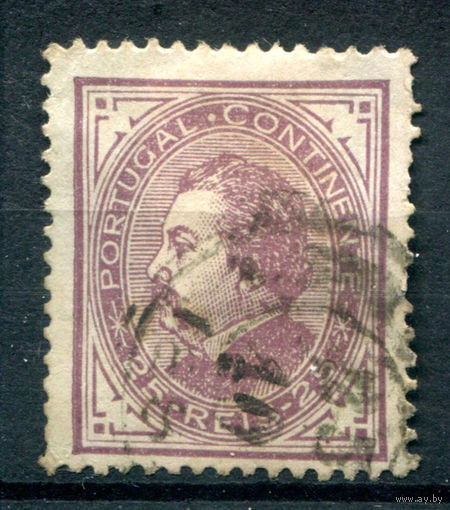 Португалия (Королевство) - 1880г. - Король Луиш I, 25 R - 1 марка - гашёная [Mi 52]. #1-Po-9-A-1
