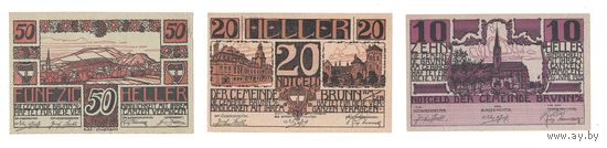 Австрия  Брунн-ам-Гебирге комплект из 3 нотгельдов 1920 года. Состояние UNC-/UNC!