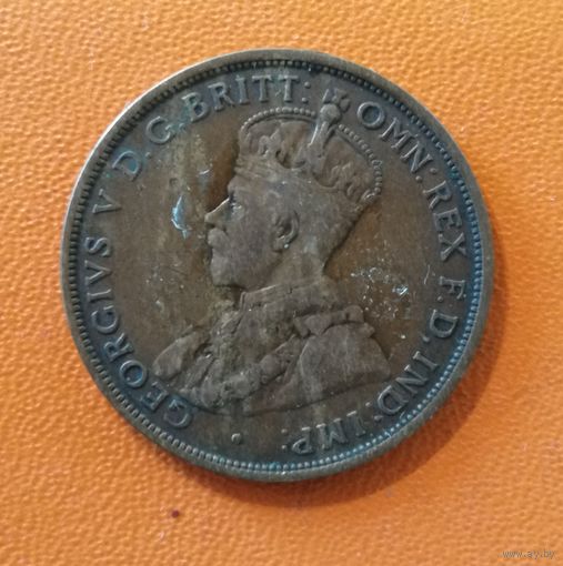 Австралия 1 пенни, 1919 Без точек под нижним свитком и над верхним свитком на реверсе, KM# 23
