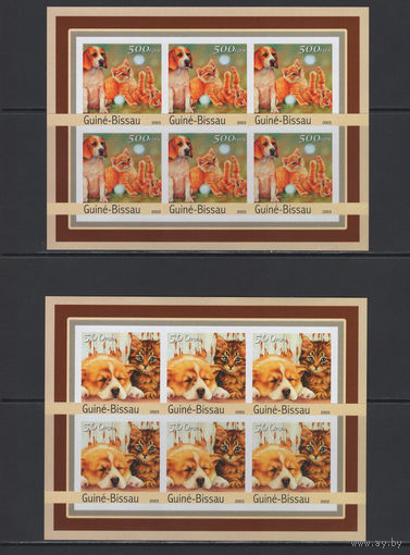 Фауна Кошки Собаки Гвинея-Бисау 2003**  Домашние животные Малые листы 2 шт Без перфорации