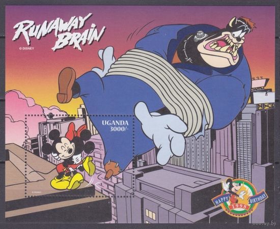 1998 Уганда 2010/B293 Дисней - Микки и Минни на крыше 7,00 евро