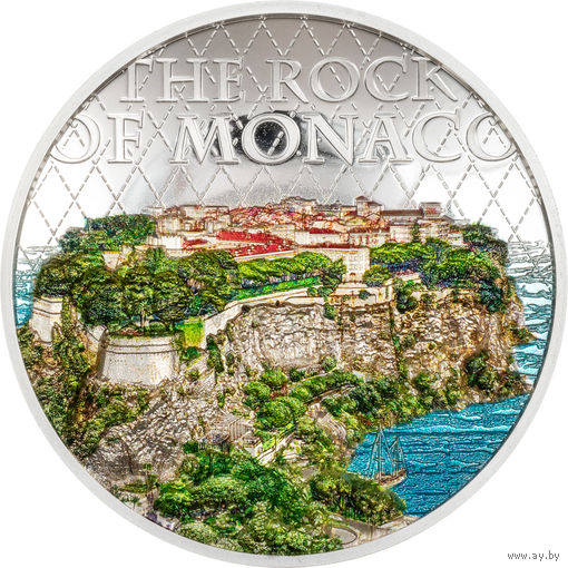 Острова Кука 10 долларов 2024г. "Скала Монако". Монета в капсуле; подарочной рамке - футляре; сертификат; коробка. СЕРЕБРО 62,20гр.(2 oz).