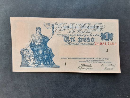 1 песо 1935 года. Аргентина. UNC