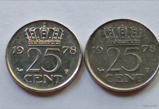 Нидерланды. 25 центов 1978 года.