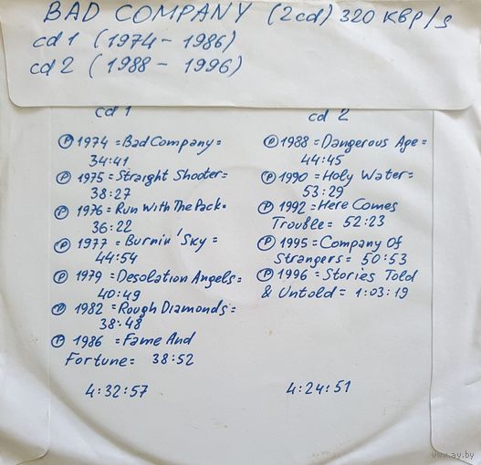 CD MP3 дискография BAD COMPANY - 2 CD