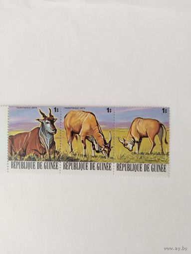 Гвинея  1977 3м сцепка  дикие животные