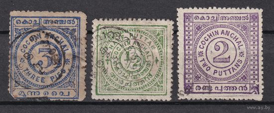11.BrIn. Британские колонии. Федеративные штаты Индии. Кочин. 1898 г. Mi.##8/9/11.