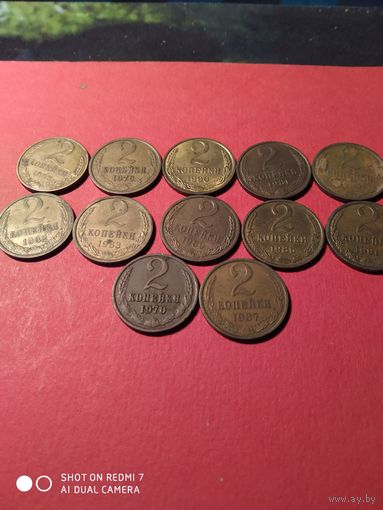 2 копейки СССР 12 штук.5руб за все.