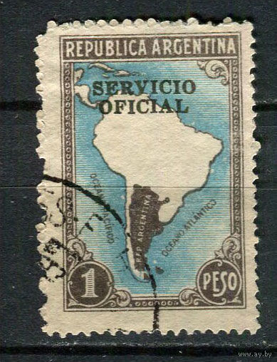 Аргентина - 1938/1956 - Надпечатка SERVICIO OFICIAL на 1P. Dienstmarken - [Mi.47d] - 1 марка. Гашеная.  (Лот 7DL)