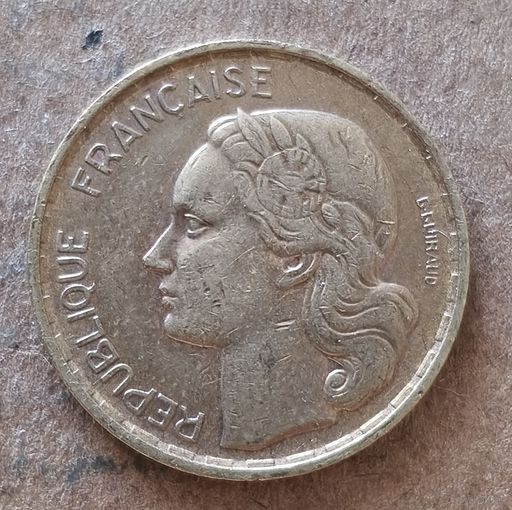 Франция 20 франков, 1953 г., без отметки мд., КМ# 917