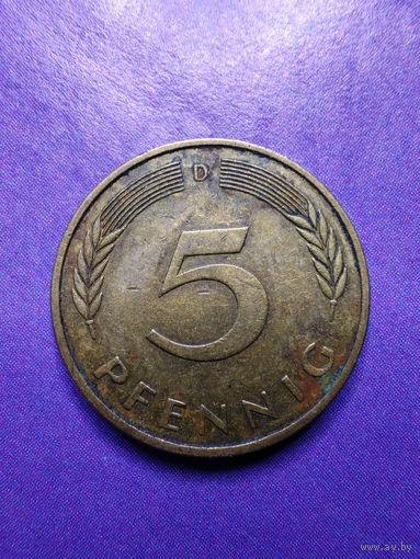 Германия ФРГ 5 пфеннигов 1984 D