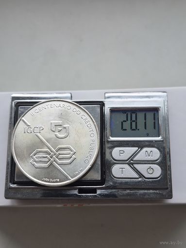 1000 эскудо 1997 года. Португалия, Португальская Республика (1986 - 2001). 200 лет Государственному кредитованию. Серебро 925. Монета не чищена. П45689.