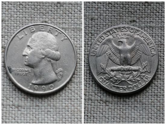США  25 центов 1990 D