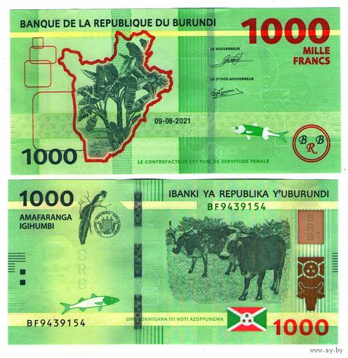 Бурунди 1000 франков 2021 год UNC
