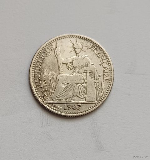 10 сантимов - 1937 г. 680 пр., Французский Индокитай.Не чищена.