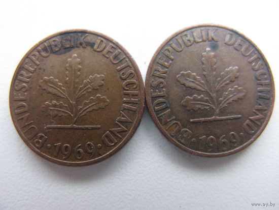 1 пфенниг 1969 D.  J.