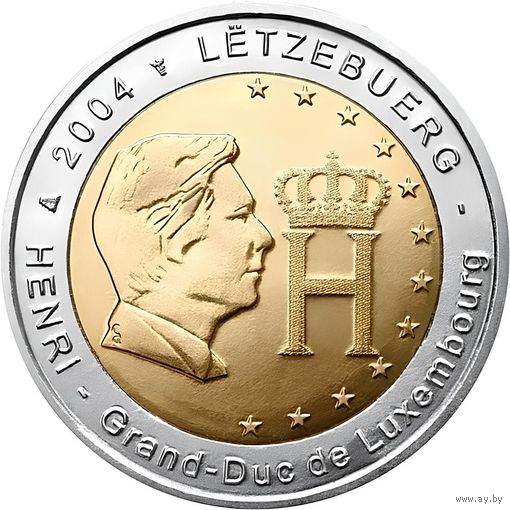 2 евро 2004 Люксембург  Великий герцог Анри UNC из ролла