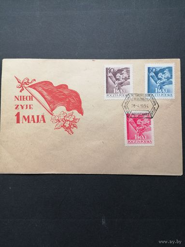 Польша 1954 КПД с полной серией марок "День 1-ого Мая" (спецгашение) марки Mi.842-844 каталог 3.60 евро