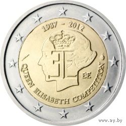 2 евро 2012 г. Бельгия 75-летие музыкального конкурса имени Елизаветы. UNC