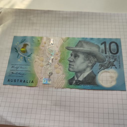 10 долларов Австралии 2017 года .Эндрю Бартон.Полимер.