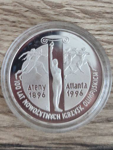 Польша 10 злотых 1995  СЕРЕБРО 925 16,44 грамма (100 лет Олимпийским Играм) С 1 рубля, Без мин.цены!!!