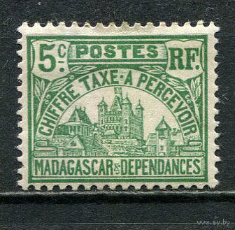 Французские колонии - Мадагаскар - 1908 - Portomarken 5C - (есть тонкое место) - [Mi.10p] - 1 марка. MH.  (Лот 65Gz)-T4P37