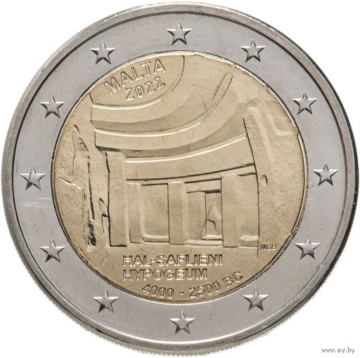 2 евро 2022 Мальта Храм Хал-Сафлиени UNC из ролла