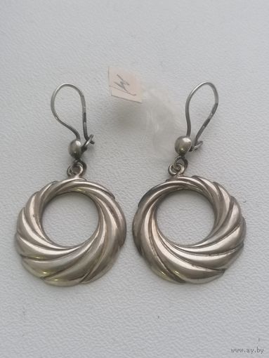 Серьги Водоворот, серебро 875 пр звезда, торги с Рубля