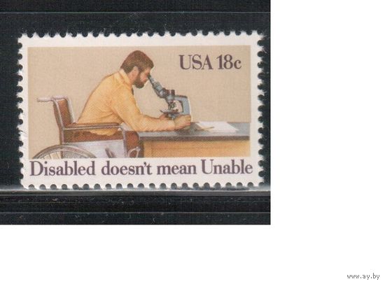 США-1981, (Мих.1497) , ** , Инвалиды, Микроскоп, (одиночка)
