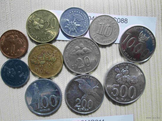 11 монет Малайзии и Индонезии