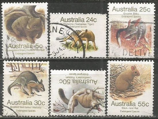 Австралия. Исчезающие животные. 1981г. Mi#754-59. Серия.
